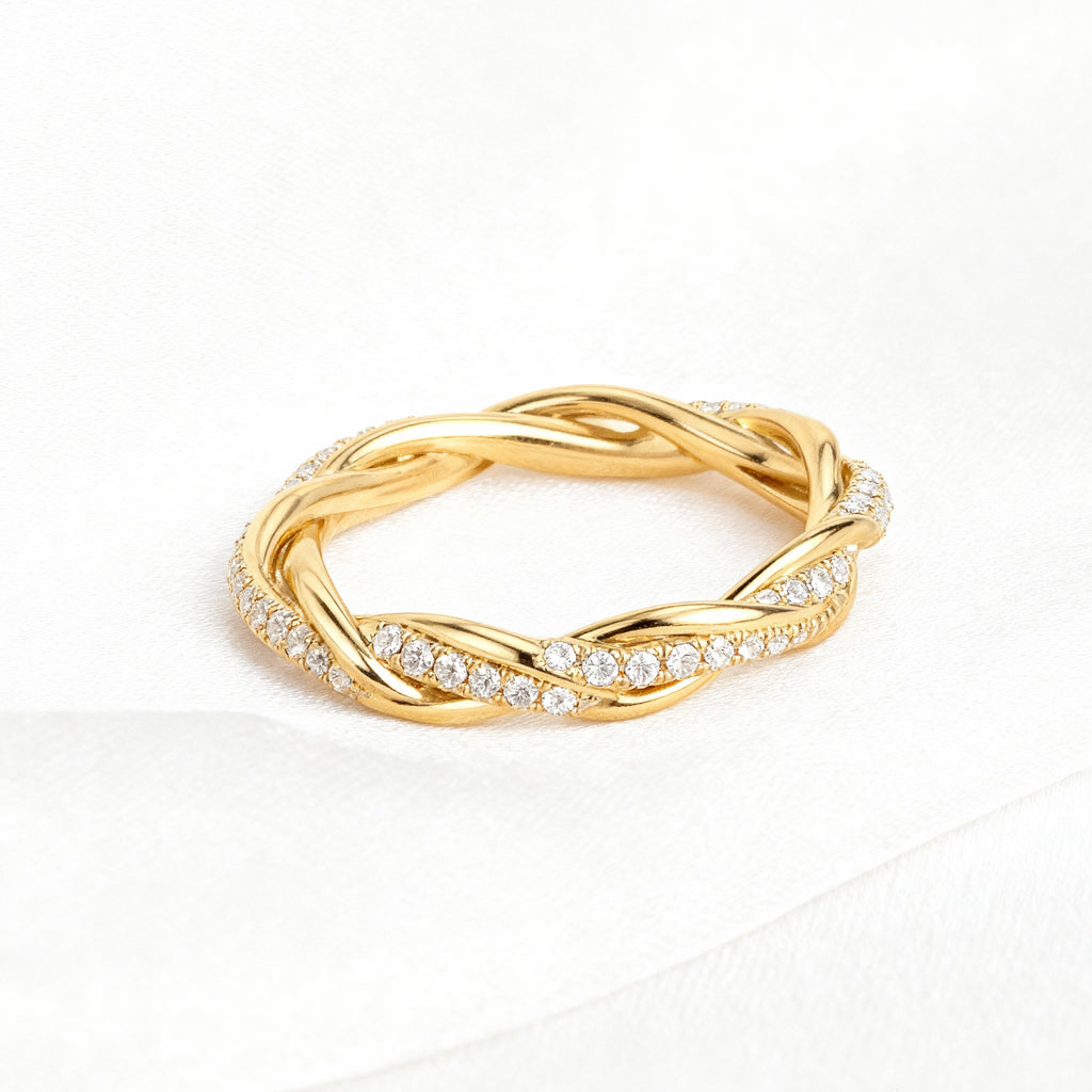 Diamond-Studded Twisted Ring