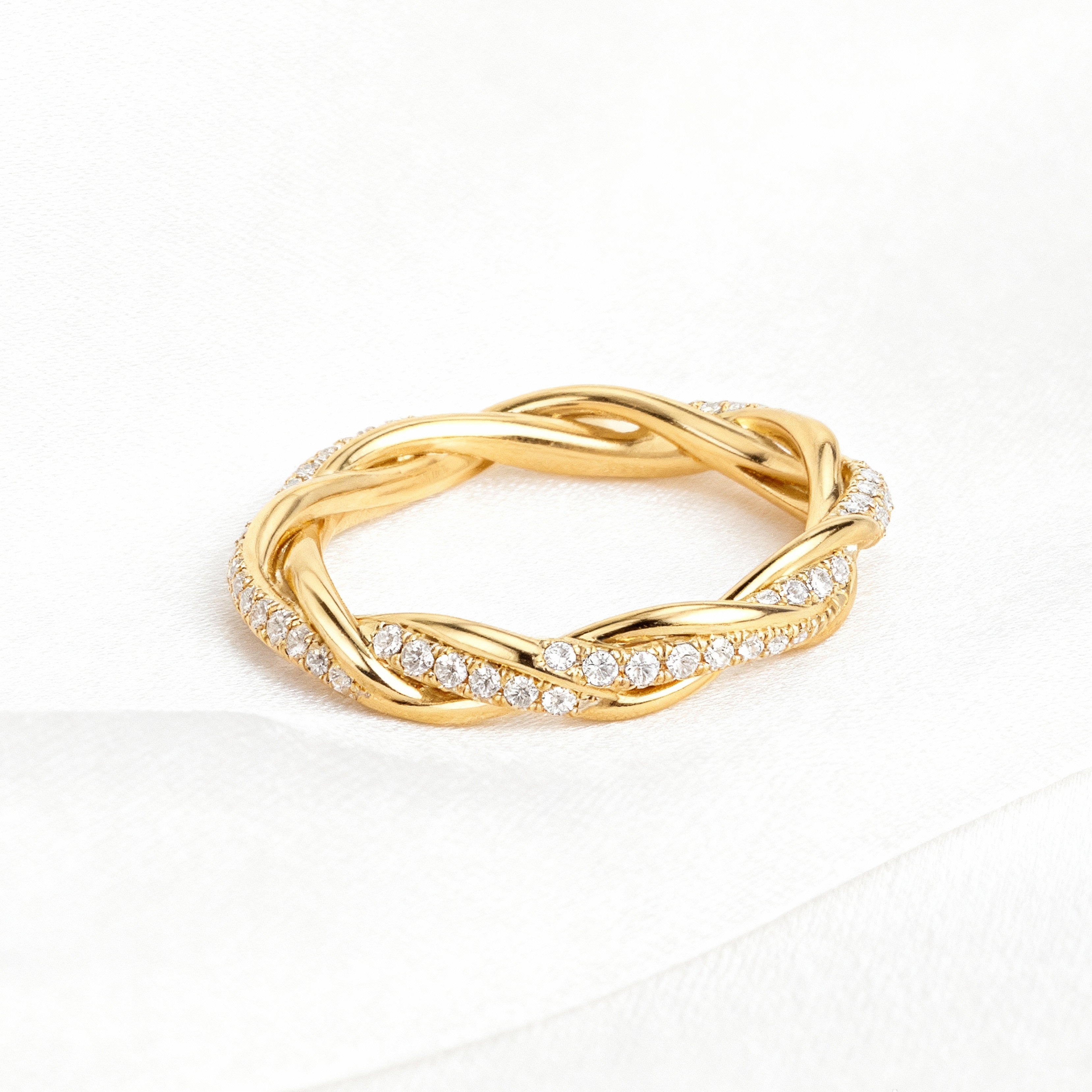 Diamond-Studded Twisted Ring
