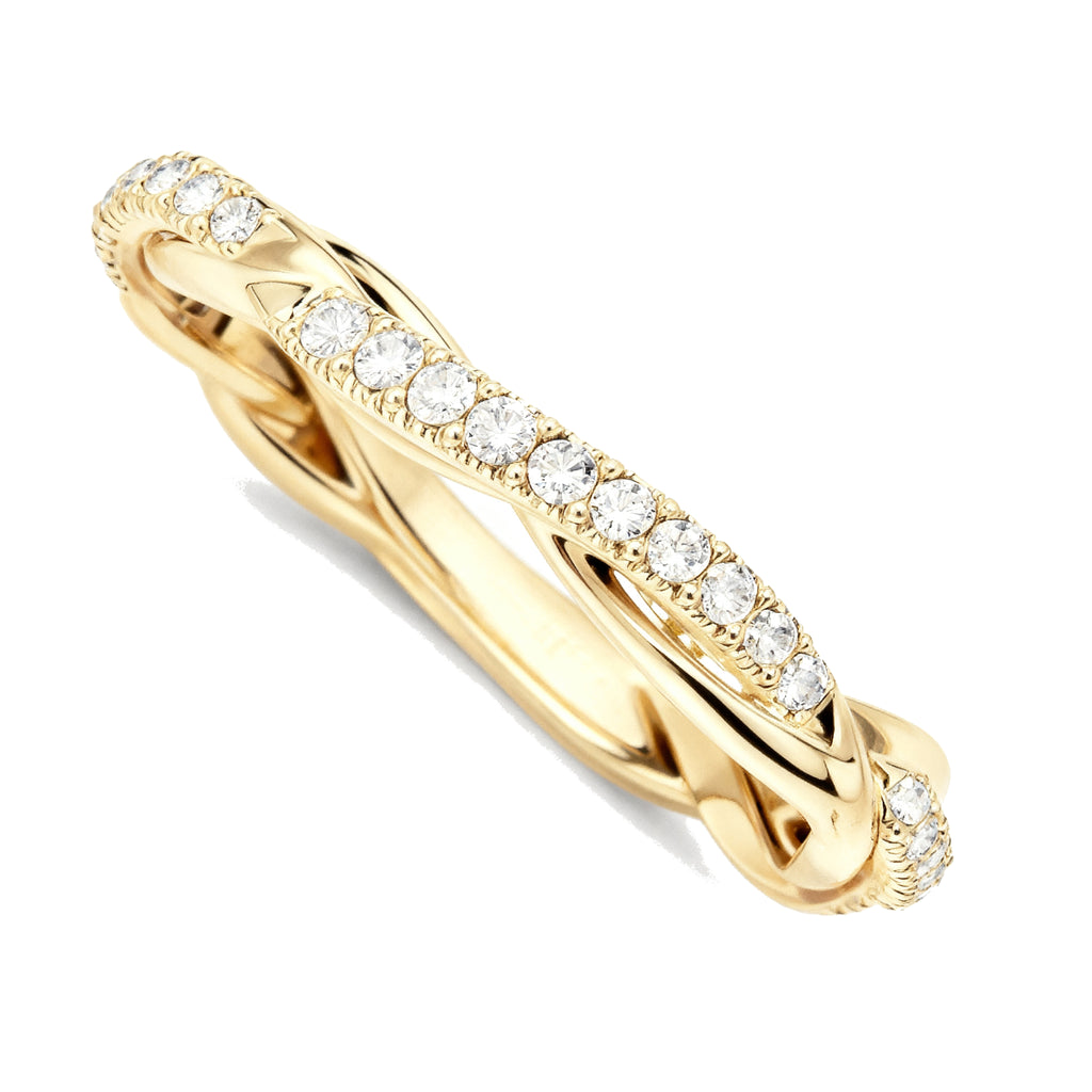Diamond-Studded Twisted Ring